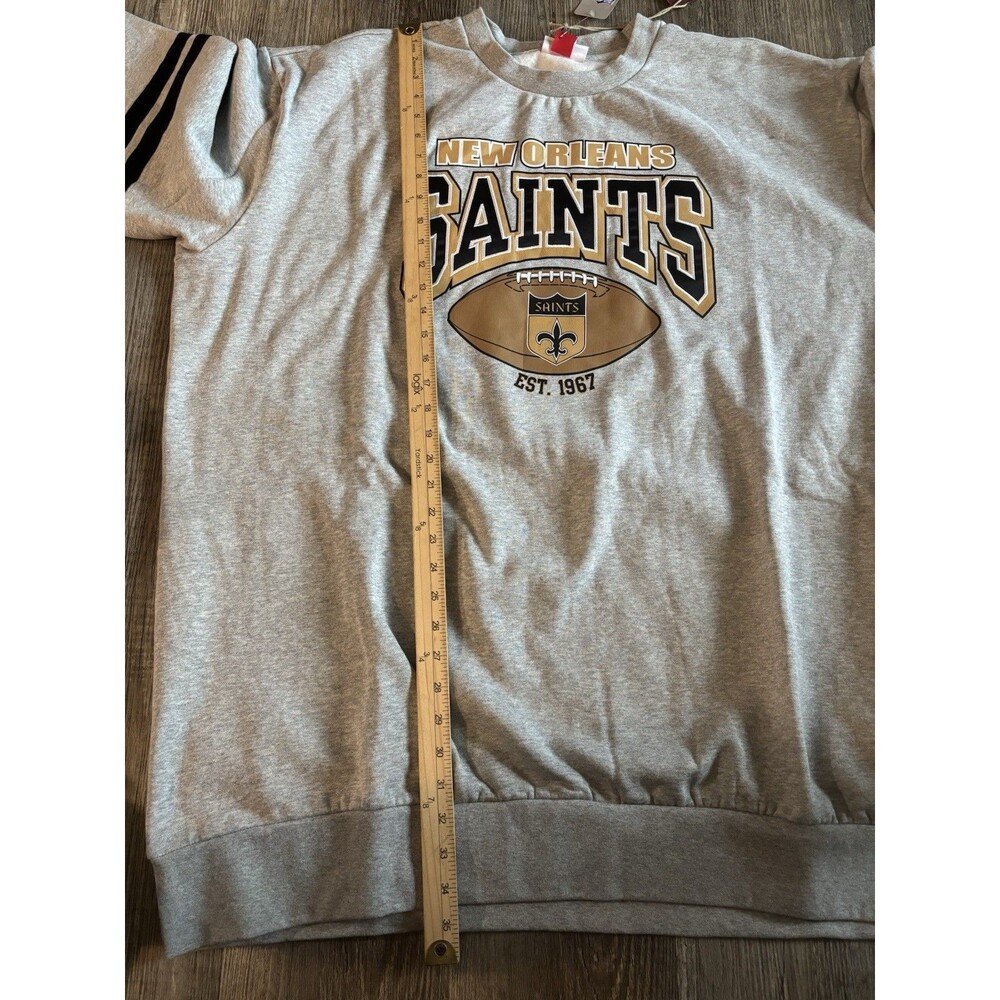 Mitchell & Ness Heather Gray New Orleans Saints Big & Tall Sweatshirt 4X NWT - Picture 9 of 11